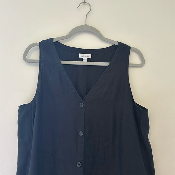 J. Jill Love Linen V Neck Button Down Maxi Dress in Black - Picture 2 of 9